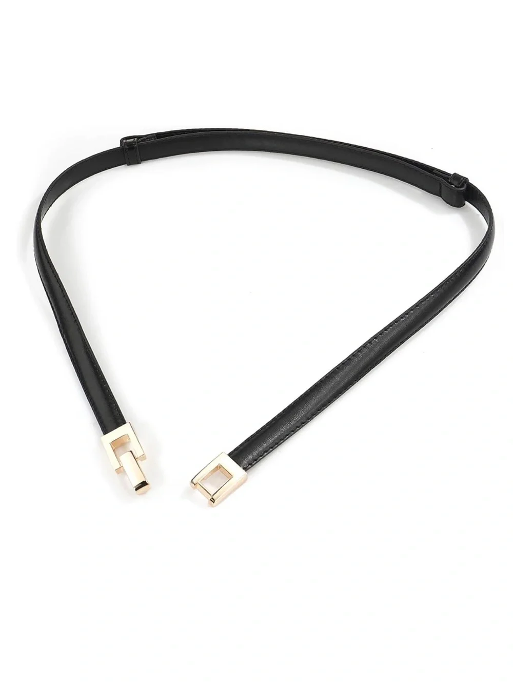NWT!! Glamorstar Adjustable Skinny Belt in Black with Gold Hardware